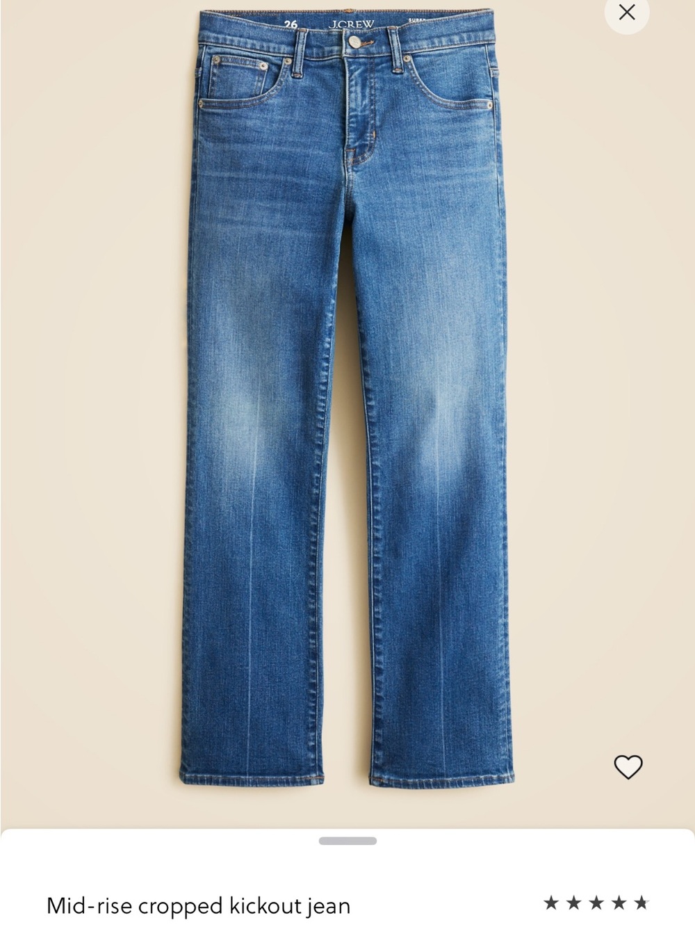 J crew mid rise kick out crop Jean 25